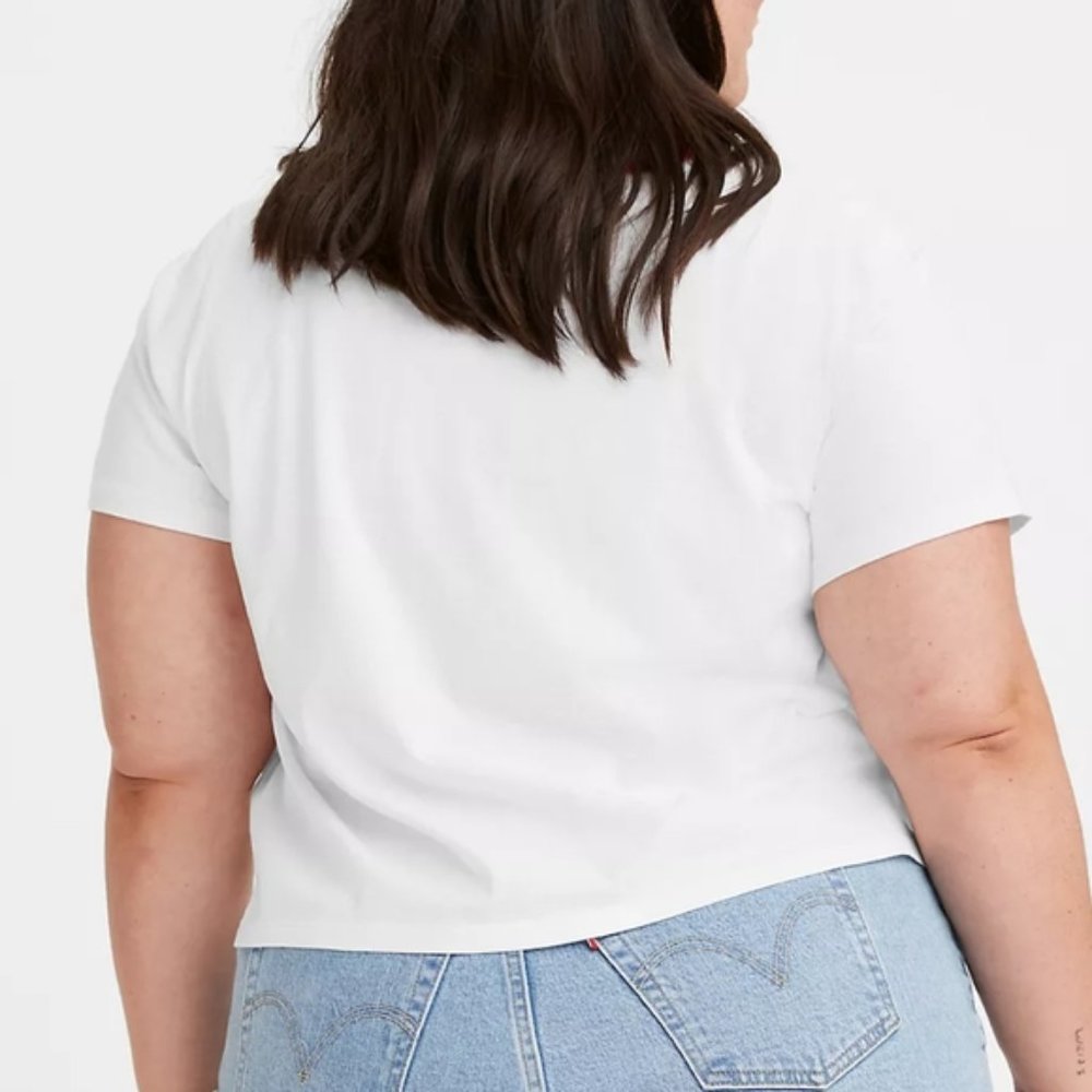 Levi’s Cropped Graphic Jordie T-Shirt Plus Size White Orange 1X - Picture 11 of 11